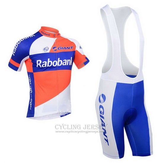 2013 Cycling Jersey Rabobank Blue and White Short Sleeve and Bib Short