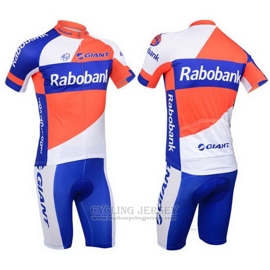 2013 Cycling Jersey Rabobank Blue and White Short Sleeve and Bib Short