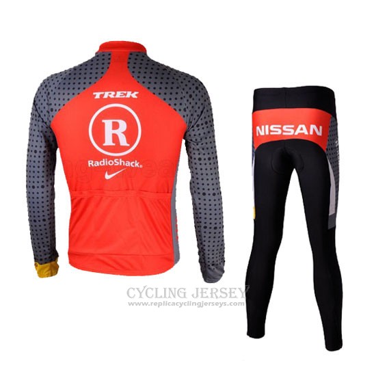 2010 Cycling Jersey Radioshack Orange and Gray Long Sleeve and Bib Tight Pantaloni