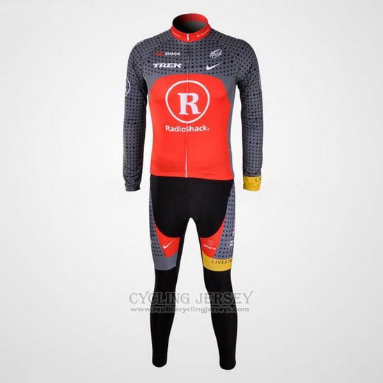 2010 Cycling Jersey Radioshack Orange and Gray Long Sleeve and Bib Tight Pantaloni