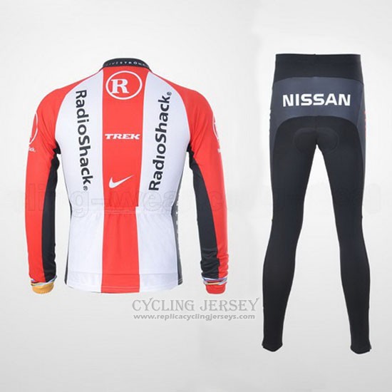 2011 Cycling Jersey Radioshack White and Red Long Sleeve and Bib Tight