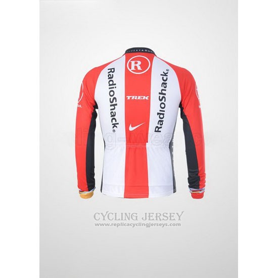 2011 Cycling Jersey Radioshack White and Red Long Sleeve and Bib Tight
