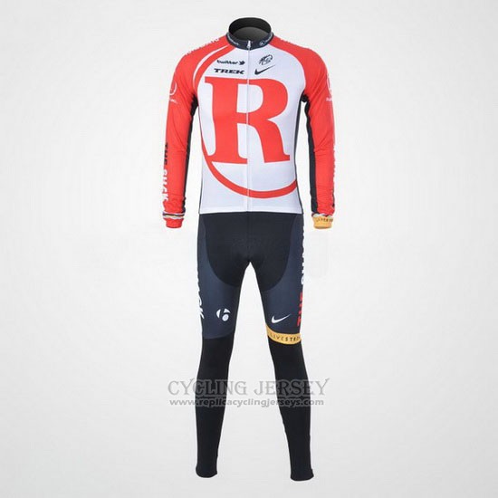 2011 Cycling Jersey Radioshack White and Red Long Sleeve and Bib Tight