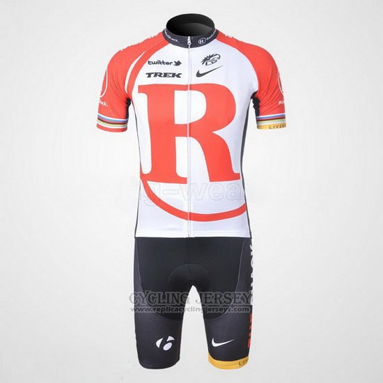 2011 Cycling Jersey Radioshack White and Red Short Sleeve and Bib Short