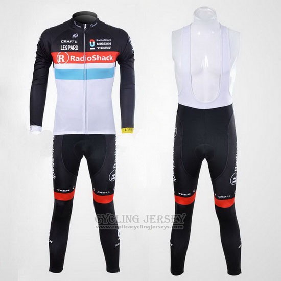 2012 Cycling Jersey Radioshack Black and White Long Sleeve and Bib Tight