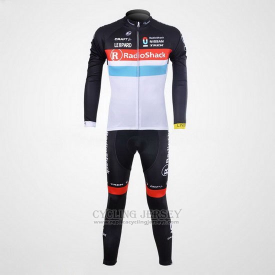 2012 Cycling Jersey Radioshack Black and White Long Sleeve and Bib Tight