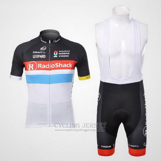 2012 Cycling Jersey Radioshack Black and White Short Sleeve and Bib Short