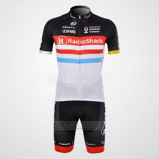 2012 Cycling Jersey Radioshack Black and White Short Sleeve and Bib Short