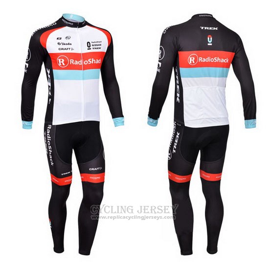 2013 Cycling Jersey Radioshack White and Black Long Sleeve and Bib Tight