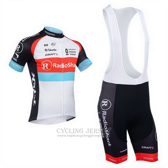 2013 Cycling Jersey Radioshack White and Black Short Sleeve and Bib Short