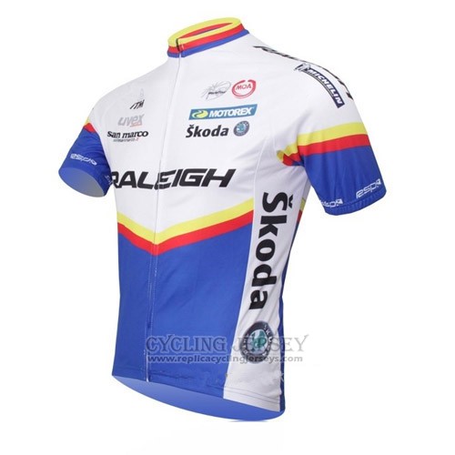 2012 Cycling Jersey Raleigh Blue and White Short Sleeve Salopette