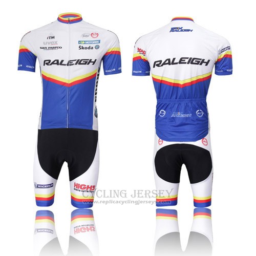 2012 Cycling Jersey Raleigh Blue and White Short Sleeve Salopette