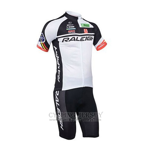 2013 Cycling Jersey Raleigh Black and White Short Sleeve and Bib Short