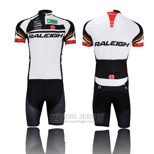2013 Cycling Jersey Raleigh Black and White Short Sleeve and Bib Short