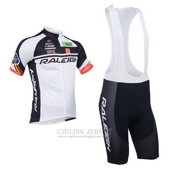 2013 Cycling Jersey Raleigh White and Black Short Sleeve and Bib Short