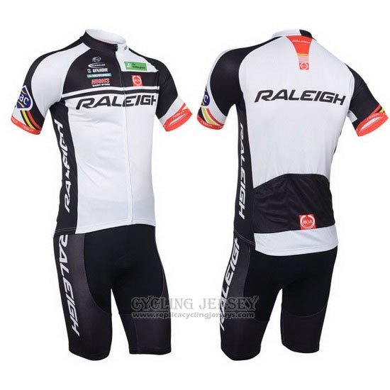 2013 Cycling Jersey Raleigh White and Black Short Sleeve and Bib Short