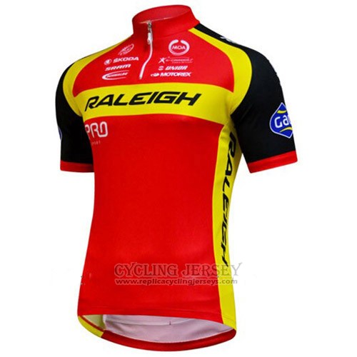 2014 Cycling Jersey Raleigh Black and Red Short Sleeve and Bib Short