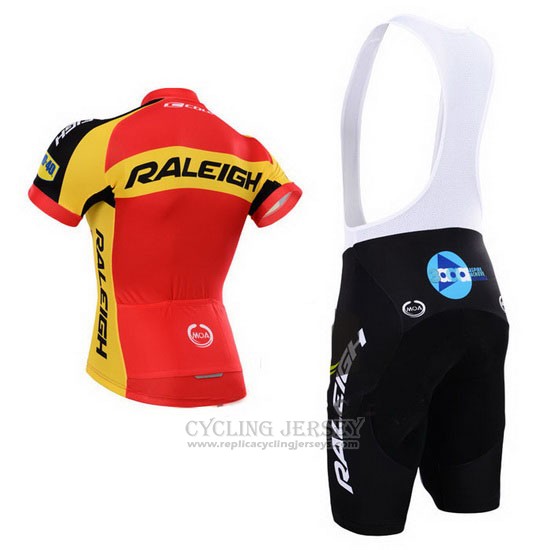 2014 Cycling Jersey Raleigh Black and Red Short Sleeve and Bib Short