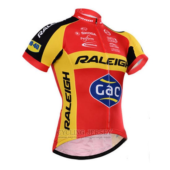 2014 Cycling Jersey Raleigh Black and Red Short Sleeve and Bib Short