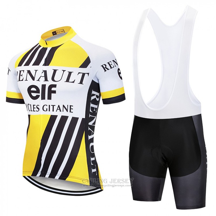 2018 Cycling Jersey Renaul Yellow and White Short Sleeve and Bib Short