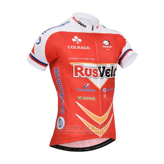 2013 Cycling Jersey Rusvelo Red Short Sleeve and Bib Short