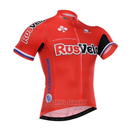 2015 Cycling Jersey Rusvelo Red Short Sleeve and Bib Short