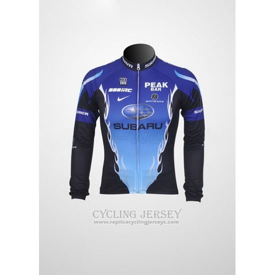 2011 Cycling Jersey Subaru Sky Blue and Black Long Sleeve and Bib Tight Pantaloni