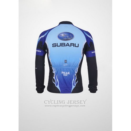 2011 Cycling Jersey Subaru Sky Blue and Black Long Sleeve and Bib Tight Pantaloni
