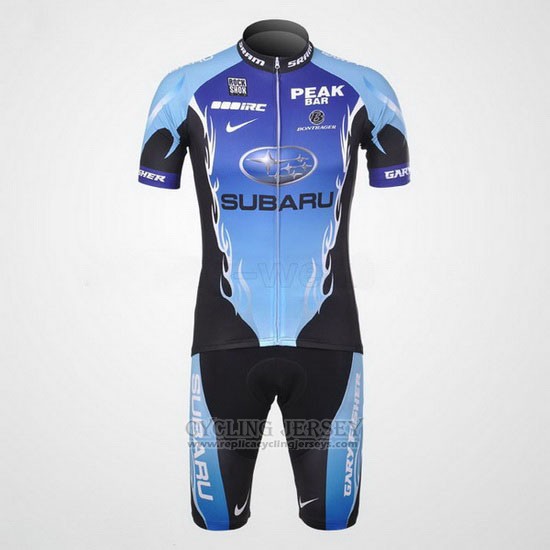 2011 Cycling Jersey Subaru Sky Blue and Black Short Sleeve and Bib Short