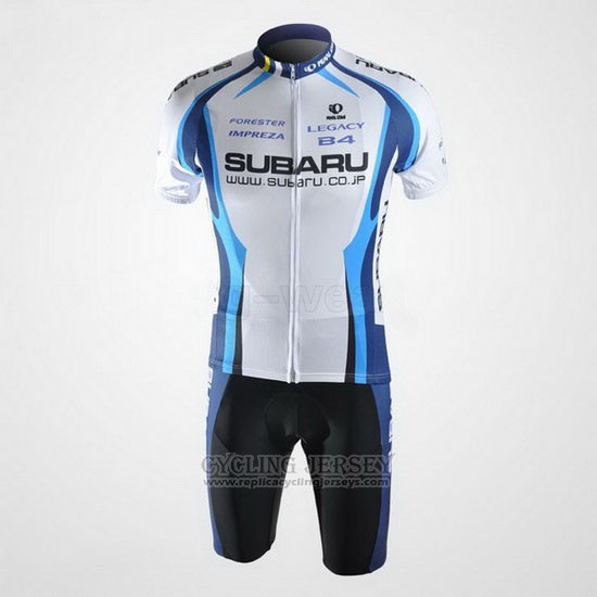 2011 Cycling Jersey Subaru Sky Blue and White Short Sleeve and Bib Short