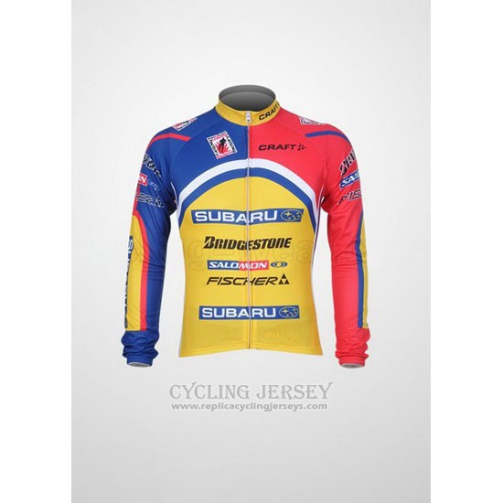 2011 Cycling Jersey Subaru Sky Blue and Yellow Long Sleeve and Bib Tight