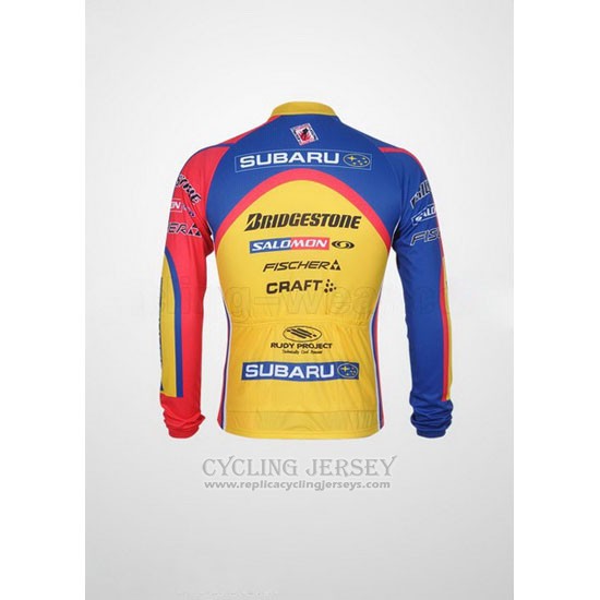 2011 Cycling Jersey Subaru Sky Blue and Yellow Long Sleeve and Bib Tight