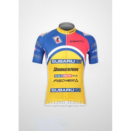 2011 Cycling Jersey Subaru Sky Blue and Yellow Short Sleeve and Bib Short