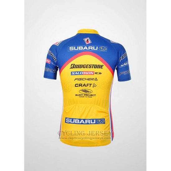 2011 Cycling Jersey Subaru Sky Blue and Yellow Short Sleeve and Bib Short