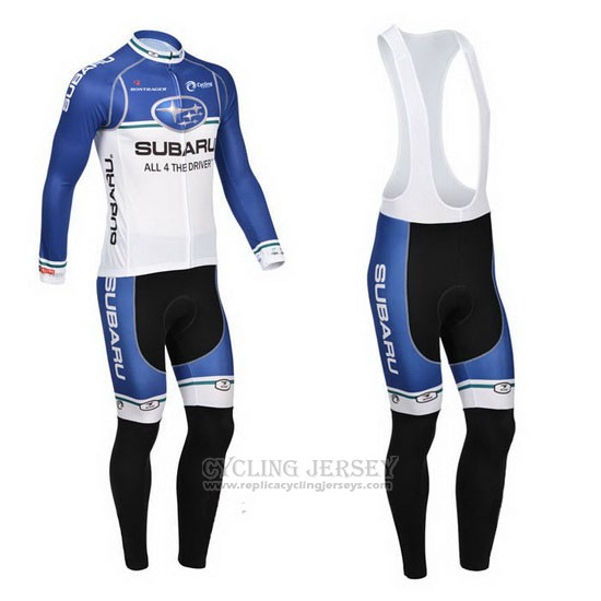 2013 Cycling Jersey Subaru Blue and White Long Sleeve and Bib Tight