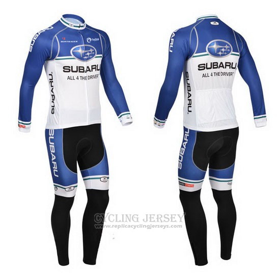2013 Cycling Jersey Subaru Blue and White Long Sleeve and Bib Tight