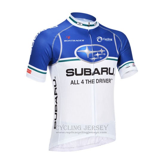 2013 Cycling Jersey Subaru White and Sky Blue Short Sleeve and Bib Short