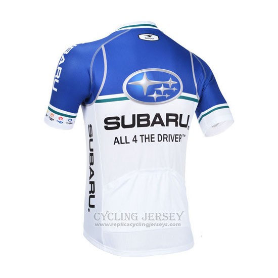 2013 Cycling Jersey Subaru White and Sky Blue Short Sleeve and Bib Short