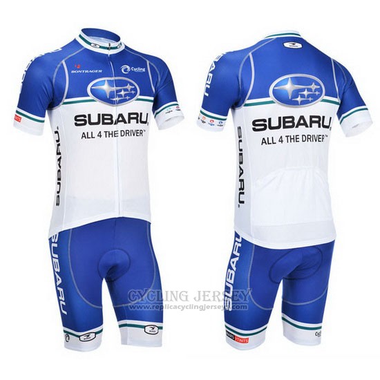 2013 Cycling Jersey Subaru White and Sky Blue Short Sleeve and Bib Short