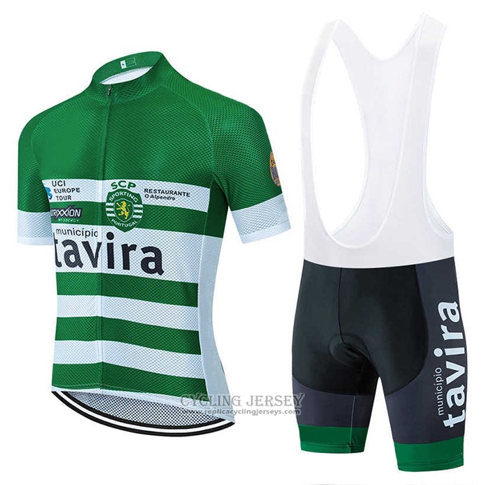 2020 Cycling Jersey Tavira White Green Short Sleeve And Bib Short
