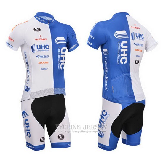 2014 Cycling Jersey UHC White and Sky Blue Short Sleeve and Bib Short