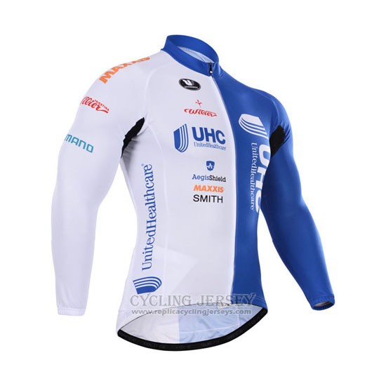 2015 Cycling Jersey UHC White and Sky Blue Long Sleeve and Bib Tight