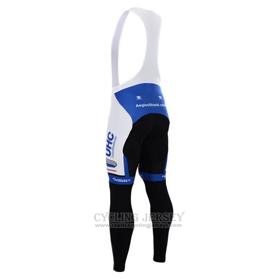 2015 Cycling Jersey UHC White and Sky Blue Long Sleeve and Bib Tight