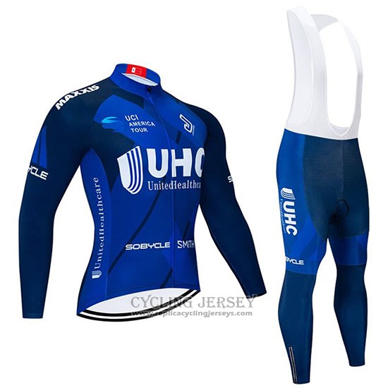 2020 Cycling Jersey UHC Dark Blue Long Sleeve And Bib Tight