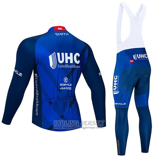 2020 Cycling Jersey UHC Dark Blue Long Sleeve And Bib Tight