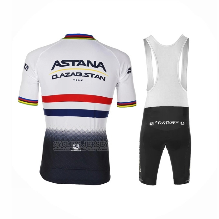 2023 Cycling Jersey Astana White Blue Short Sleeve and Bib Short