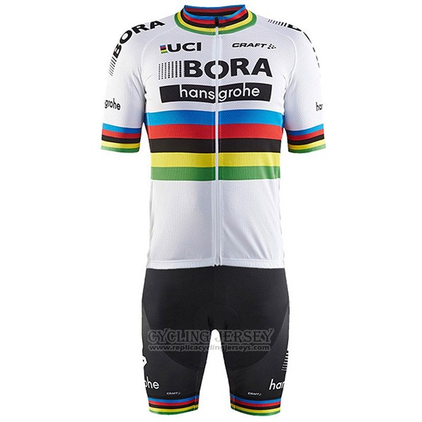 2017 Cycling Jersey UCI World Champion Bora White Short Sleeve and Bib Short