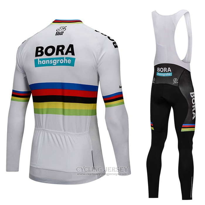 2018 Cycling Jersey UCI World Champion Bora White Long Sleeve and Bib Tight