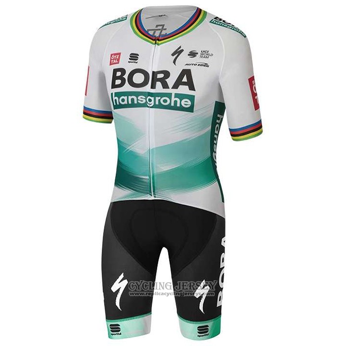 2020 Cycling Jersey UCI World Champion Bora White Green Short Sleeve And Bib Short