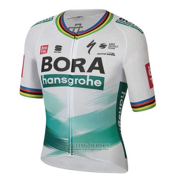 2020 Cycling Jersey UCI World Champion Bora White Green Short Sleeve And Bib Short